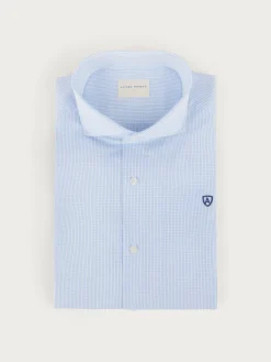 CAMISA COMFORT MICROCUADRO CELESTE