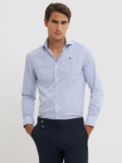 CAMISA COMFORT RAYAS AZUL
