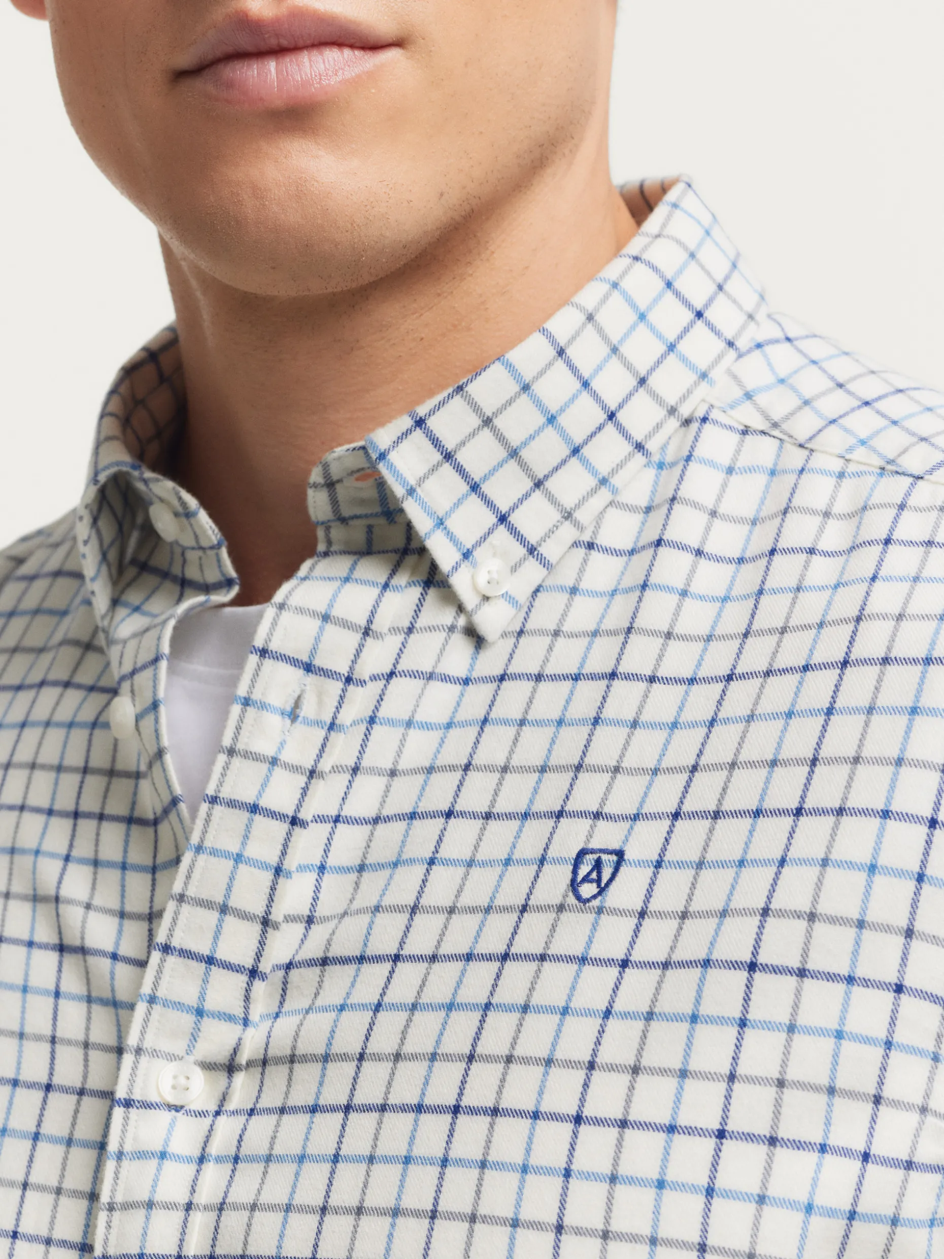 CAMISA FLANNEL CHECKS AZUL MARINO