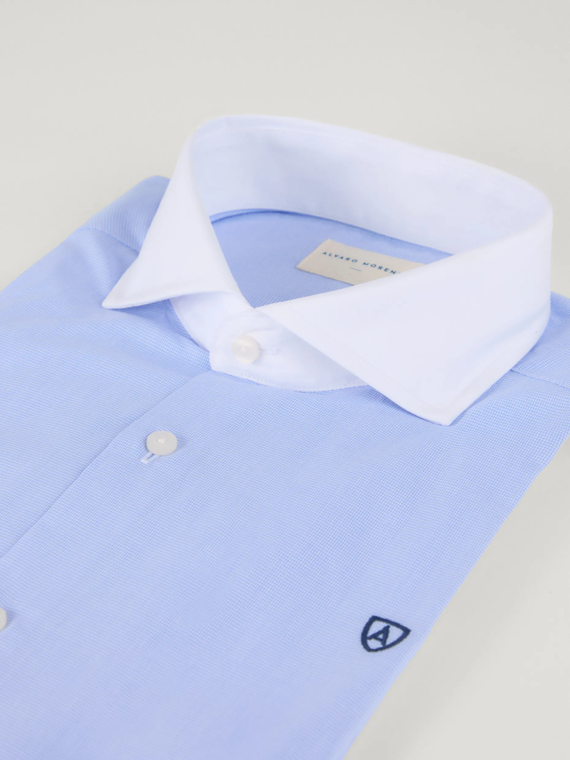 CAMISA MICRO C. BLANCO CELESTE