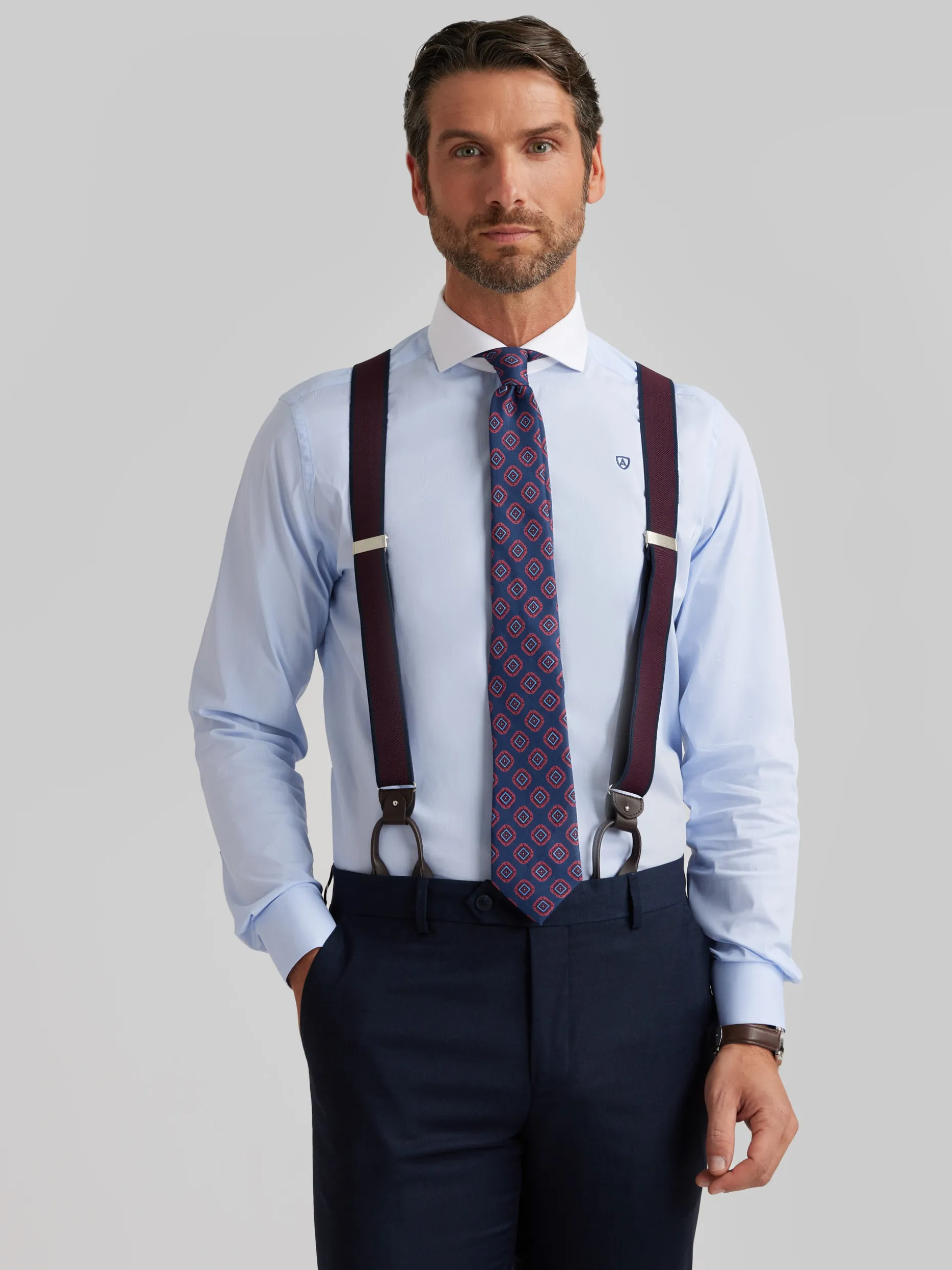 CAMISA MIL RAYAS C. BLANCO CELESTE