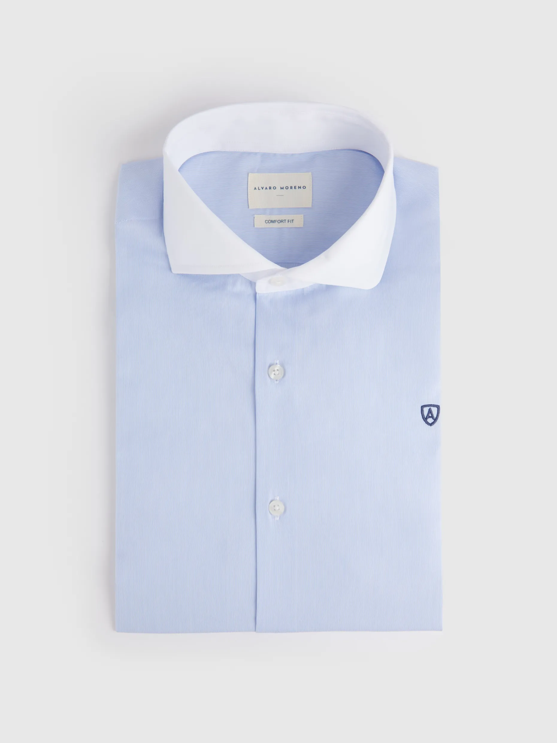 CAMISA MIL RAYAS C. BLANCO CELESTE