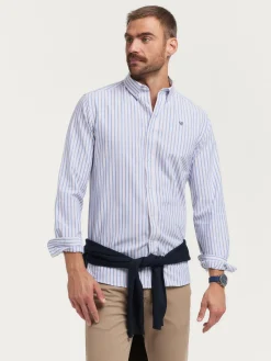 CAMISA OXFORD FANCY STR AZUL