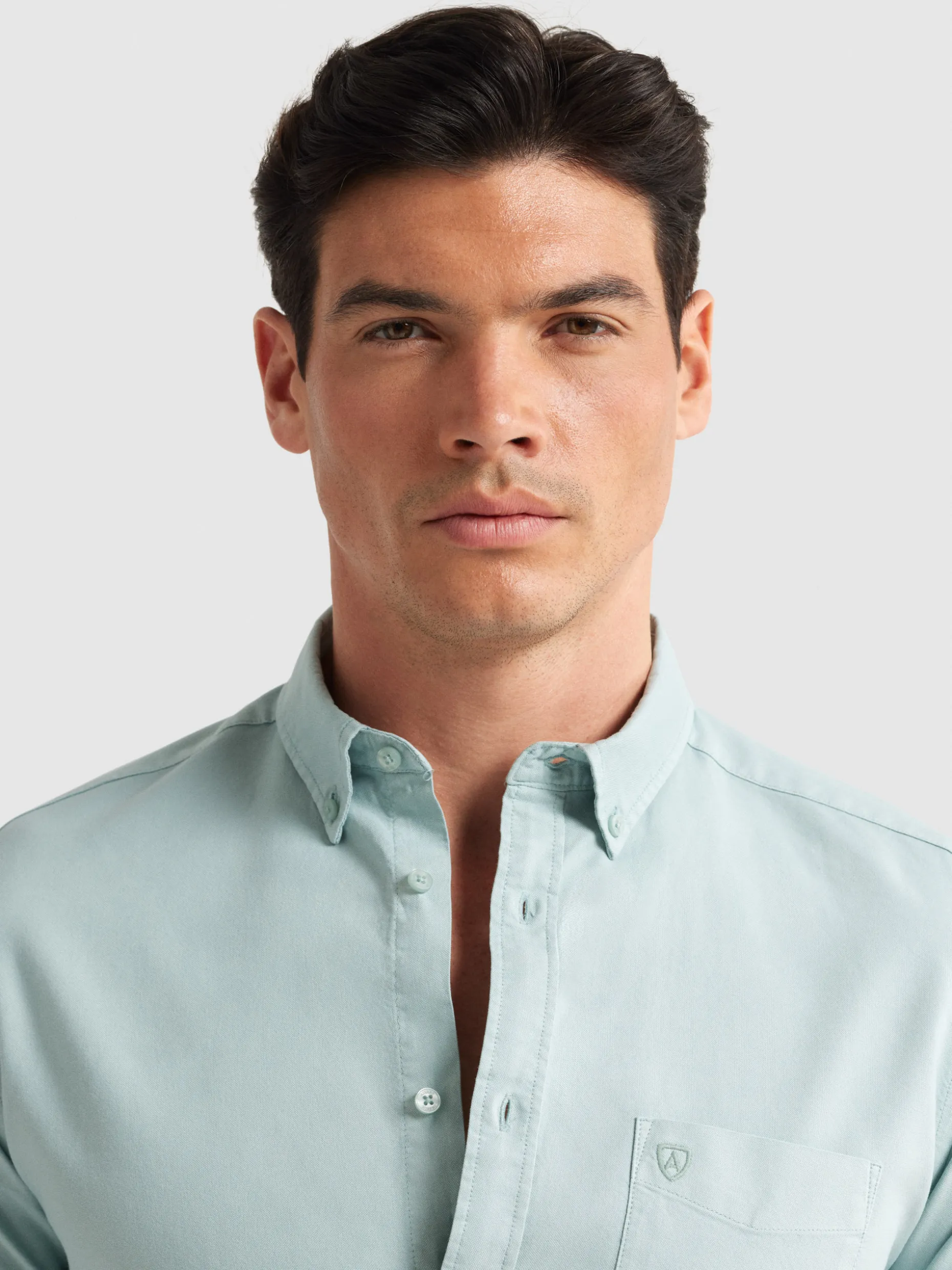 CAMISA OXFORD POCKET DYE VERDE AGUA