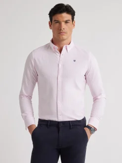 CAMISA OXFORD RAYAS BASIC ROSA