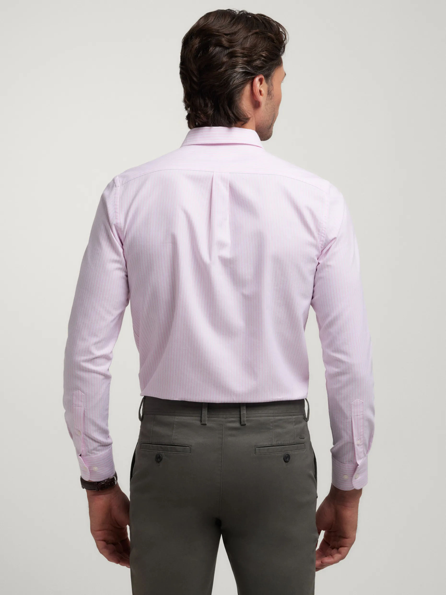 CAMISA OXFORD RAYAS ROSA
