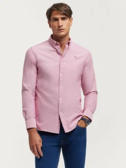 CAMISA OXFORD SOLID BURDEOS