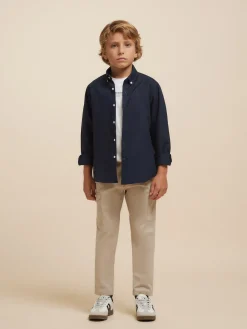 CAMISA OXFORD SOLID KIDS AZUL MARINO