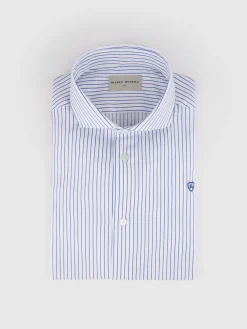 CAMISA RAYAS DOBBY AZUL