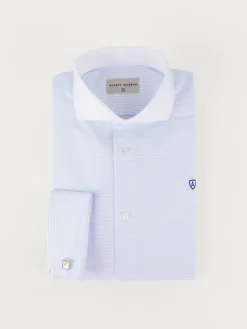 CAMISA RAYAS P.DOBLE CELESTE