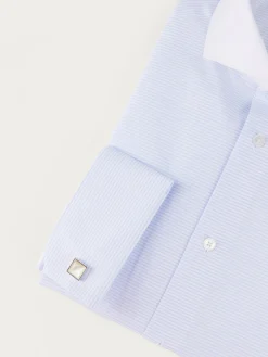 CAMISA RAYAS P.DOBLE CELESTE