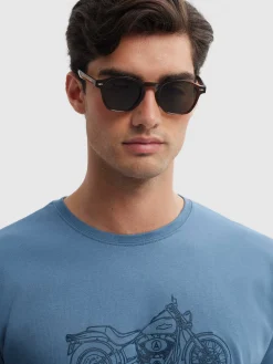 CAMISETA MOTORCYCLE AZUL