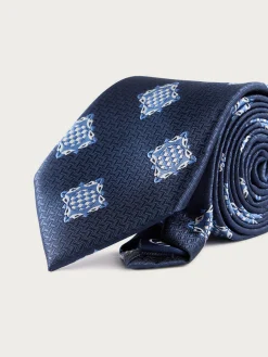 CORBATA JACQUARD MF AZUL MARINO