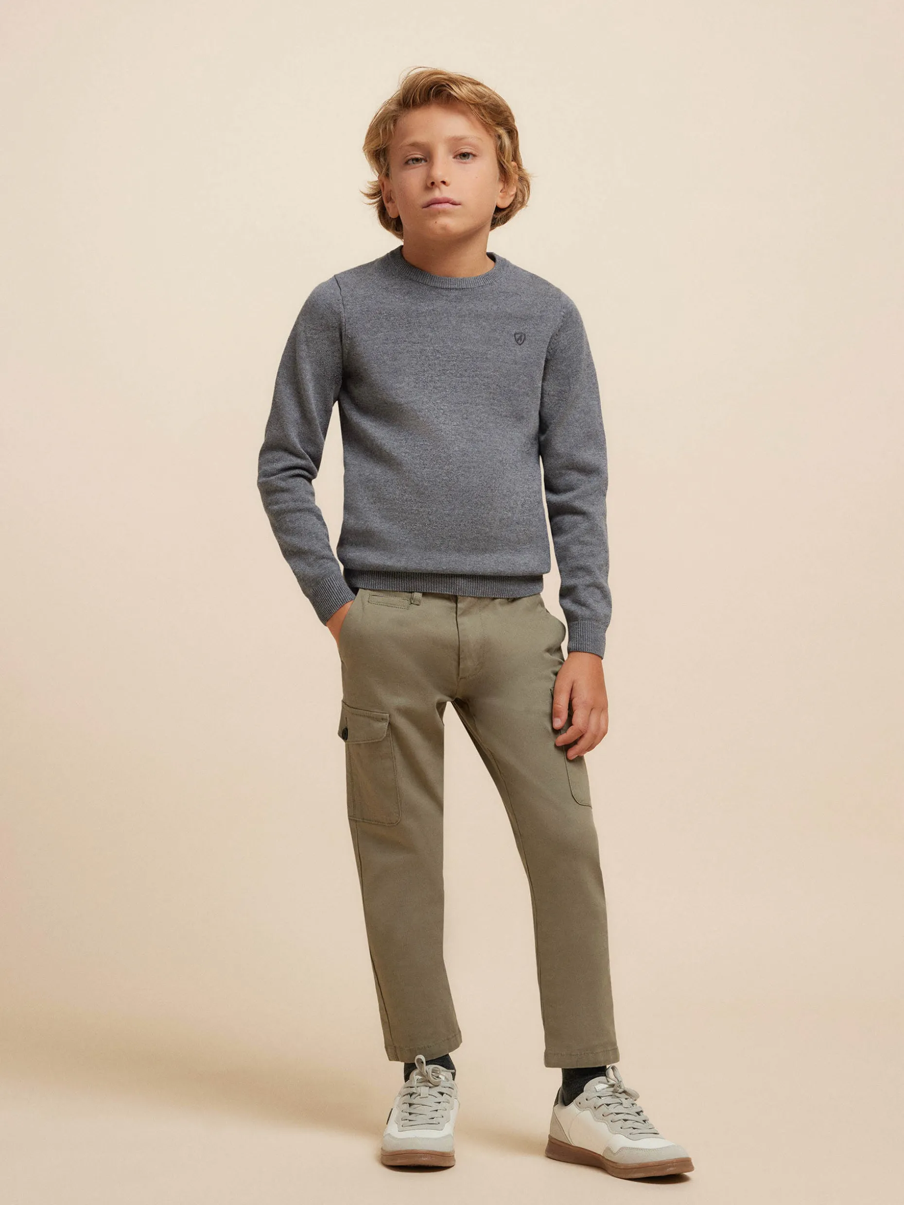 JERSEY ROUND NECK KIDS GRIS