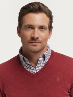 JERSEY V-NECK TRENDY BURDEOS