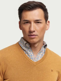 JERSEY V-NECK TRENDY MOSTAZA