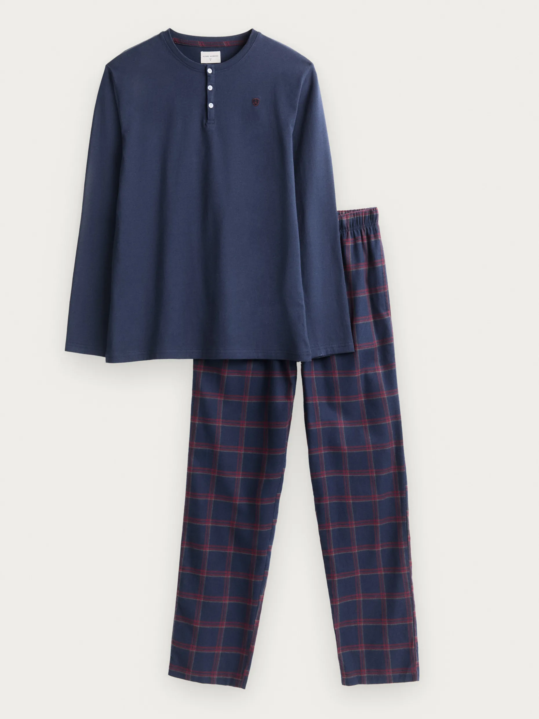 PIJAMA FRANELA CUADROS AZUL MARINO